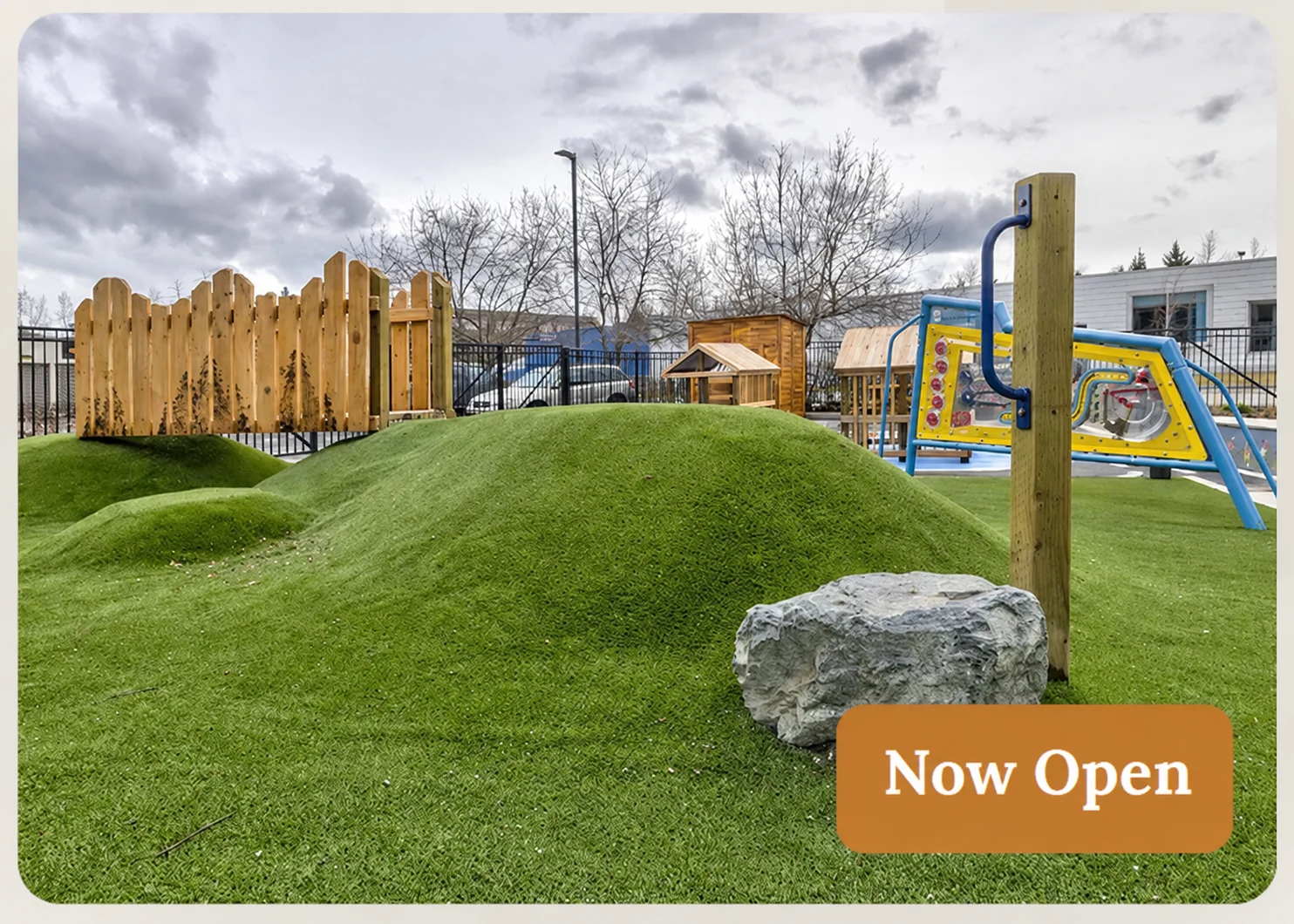 Inclusive outdoor playground featuring sensory play equipment